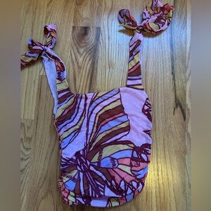 Free People Pink and Yellow Top